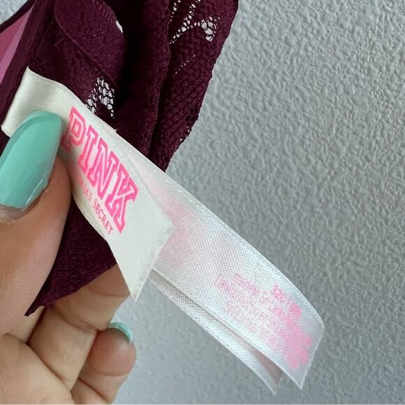 Victoria's Secret PINK Maroon Front Clasp Push-Up Strappy Back Bra 32C - Picture 7 of 8